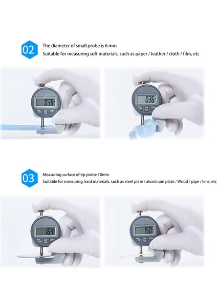 Dijital Kalınlık Ölçer Elektronik Kalınlık Ölçer Kağıt Kumaşın Kalınlığını Ölçmek Ince Metal Mikrometre 0.01MM (Yurt Dışından)