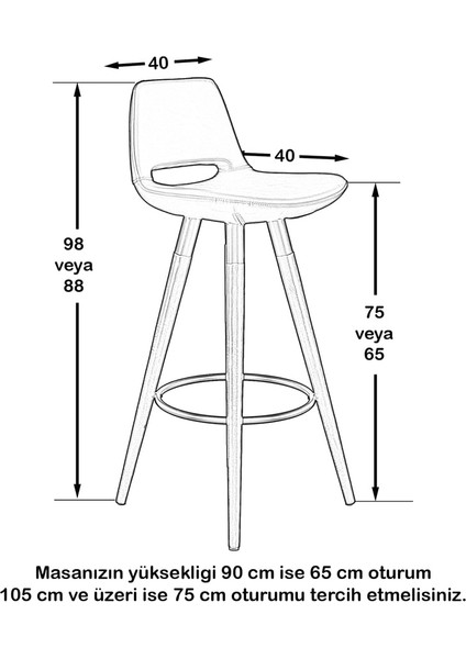 Retro 220 Krom Bar Sandalye - 75 cm