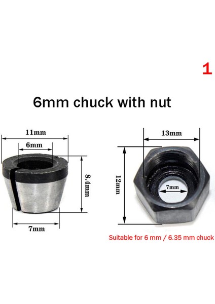 6/6.35/8mm Pens Chuck Somun Gravür Kırpma Makinesi Yüksek Hassasiyetli Bit Podazz (Yurt Dışından)