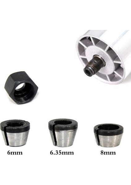 6/6.35/8mm Pens Chuck Somun Gravür Kırpma Makinesi Yüksek Hassasiyetli Bit Podazz (Yurt Dışından)