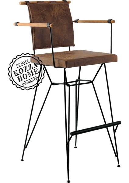 Penyez Ahşap Kol Bar Sandalye Kahve - 65 cm
