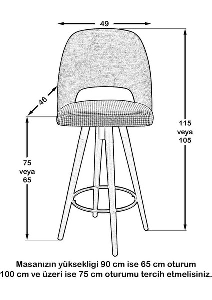 Como Bar Sandalye - 75 cm