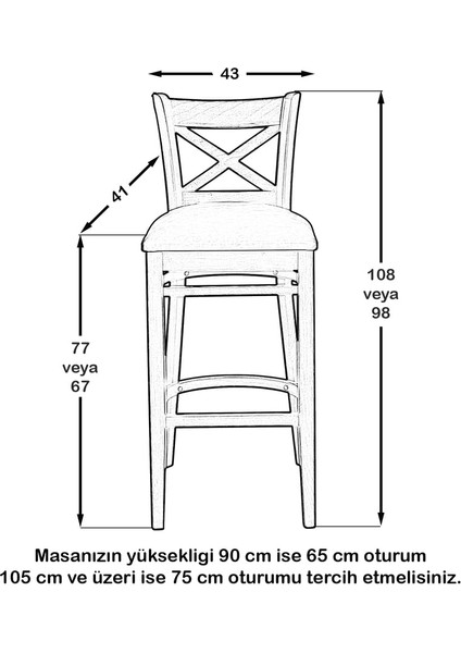 Bristol Bar Sandalye Ceviz - 65 cm indirimleri