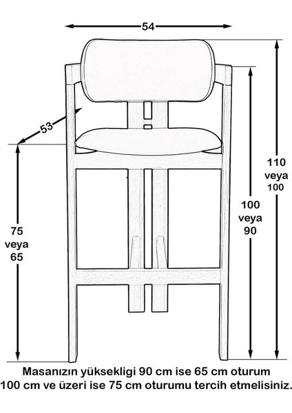 Trio Bar Sandalye Ceviz - 65 cm