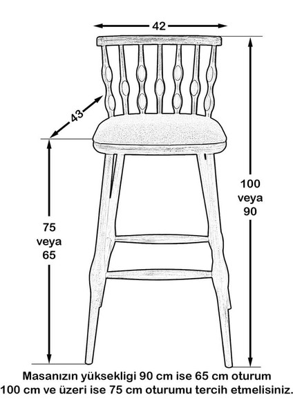 Drop Bar Sandalye Ceviz - 65 cm indirimleri