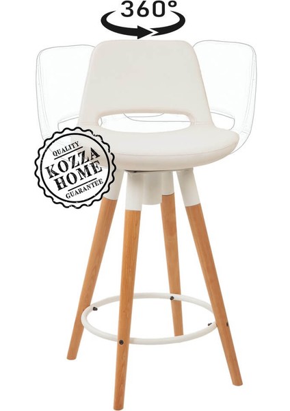 Retro 360 Döner Oturum Bar Sandalye Naturel - Beyaz - 75 cm