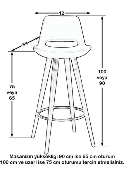 Kozza Home Retro 220 Bar Sandalye - 75 cm