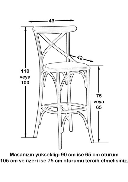 Thonet Bar Sandalye Siyah - 65 cm modelleri