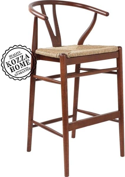 Dublin Hasırlı Bar Sandalye Ceviz - 75 cm