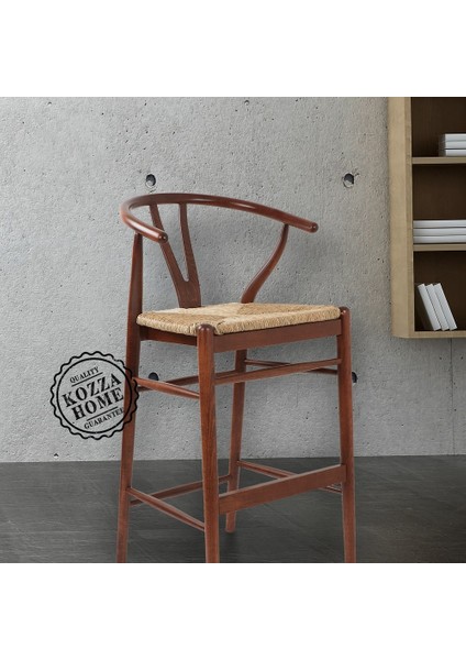 Dublin Hasırlı Bar Sandalye Ceviz - 75 cm