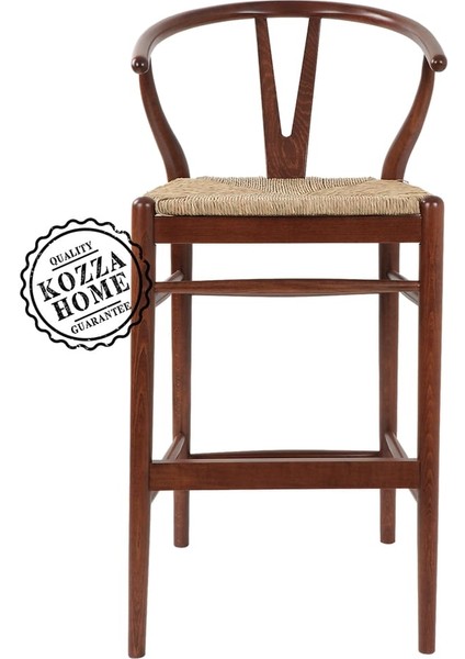 Dublin Hasırlı Bar Sandalye Ceviz - 75 cm