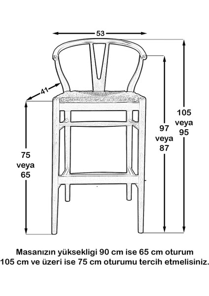 Dublin Hasırlı Bar Sandalye Ceviz - 75 cm