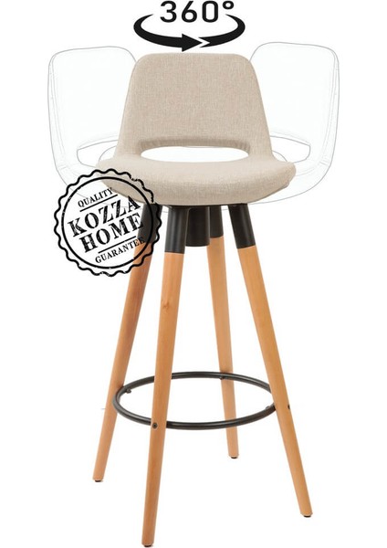 Retro 360 Döner Oturum Bar Sandalye Naturel - Keten - 65 cm