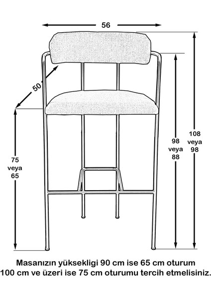Boston Bar Sandalyesi - 65 cm indirimleri