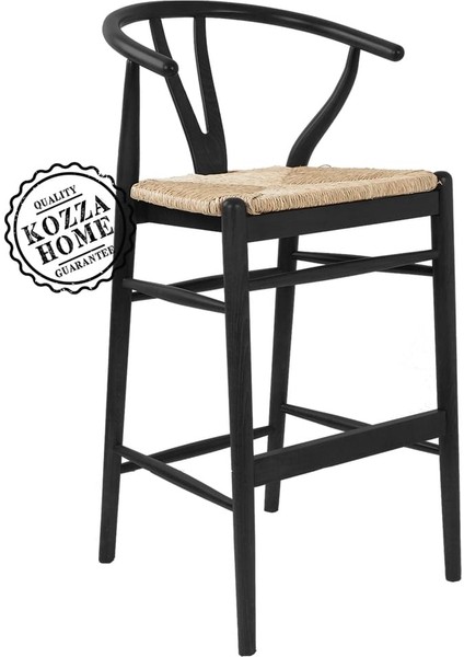 Dublin Hasırlı Bar Sandalye Siyah - 65 cm