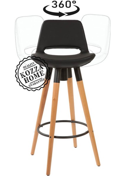 Retro 360 Döner Oturum Bar Sandalye Naturel - Siyah - 75 cm
