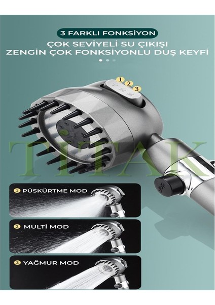 Masaj Taraklı 3 Fonksiyonlu Duş Başlığı Aç Kapa Özellikli fiyatları