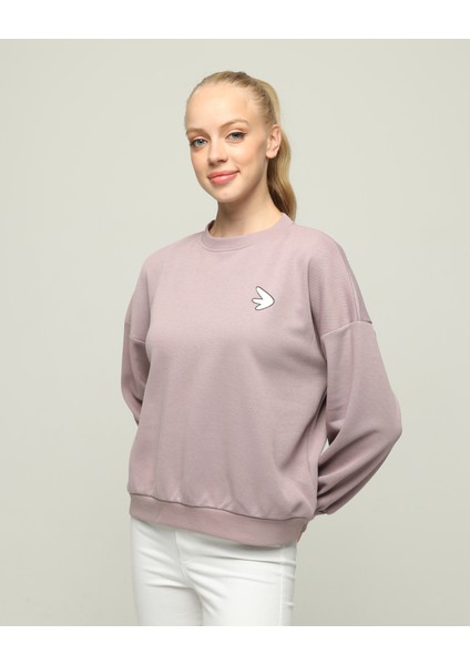 Owut Collection Bisiklet Yaka Uzun Kol Oversize Özel Kumaş Sweatshirt