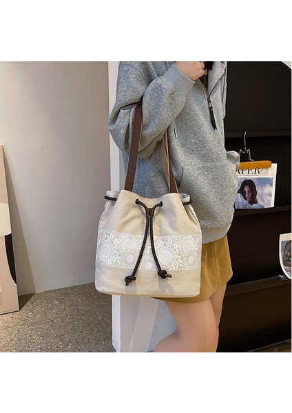 Kadınların Yeni Kanvas Moda Askılı Kova Çantası (Yurt Dışından) modelleri