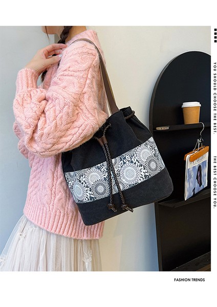 Kadınların Yeni Kanvas Moda Askılı Kova Çantası (Yurt Dışından) fiyatları