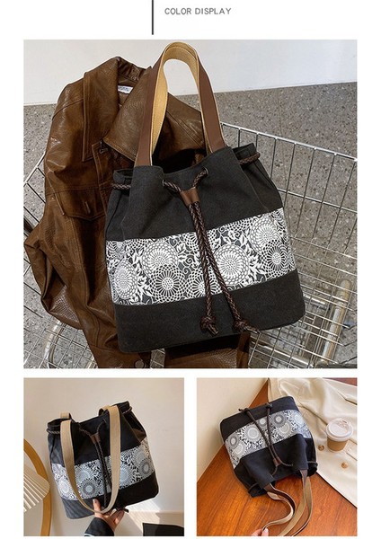 Kadınların Yeni Kanvas Moda Askılı Kova Çantası (Yurt Dışından) modelleri