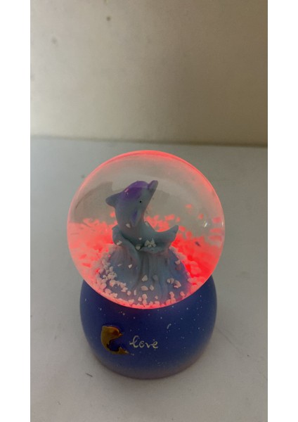 Mini Boy Kar Küresi Işıklı Yunus Balığı Figürlü