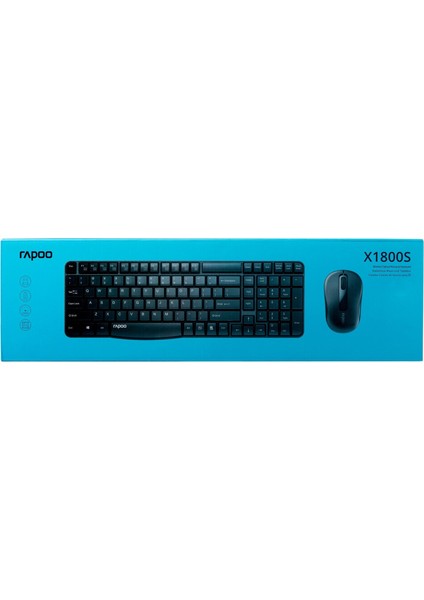 18431 X1800S Nano Alıcılı Kablosuz Türkçe Klavye Optik Mouse Set,Siyah