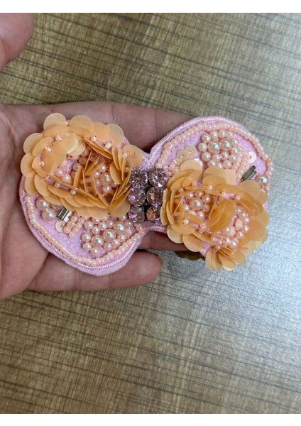 12X7 cm Boncuk Tş ve Payeli Fiyonk Aplike Arma Dikiş Aksesuarı Apolet Aplike