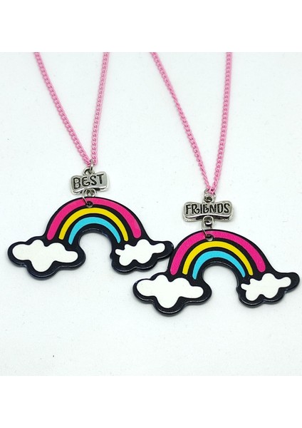 Gökkuşağı ve Bulutlar Bff Kolye Best Friends Arkadaşlık Kolyesi