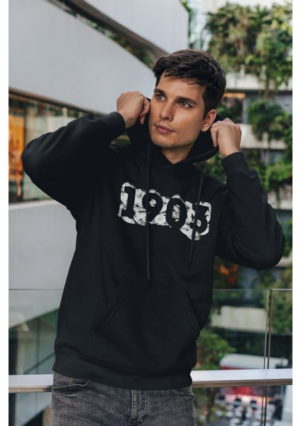 1903 Öpücük Baskılı Oversize Hoodie