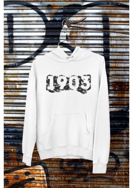 1903 Öpücük Baskılı Oversize Hoodie