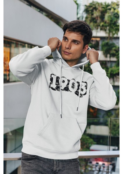 1903 Öpücük Baskılı Oversize Hoodie