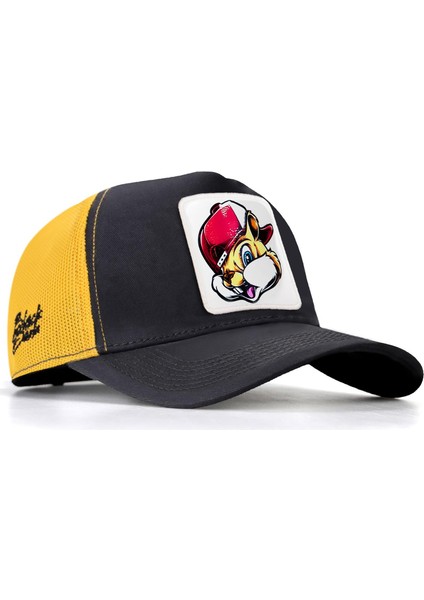 V1 Trucker Sincap - 1 Kod Logolu Unisex Antrasit-Sarı Şapka (Cap)