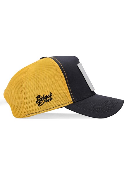V1 Trucker Sincap - 1 Kod Logolu Unisex Antrasit-Sarı Şapka (Cap)