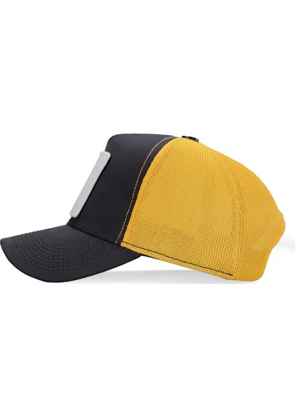 V1 Trucker Sincap - 1 Kod Logolu Unisex Antrasit-Sarı Şapka (Cap)
