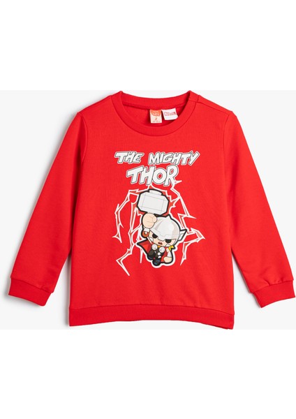 Thor Sweatshirt Lisanslı Uzun Kollu Bisiklet Yaka Pamuklu Şardonlu
