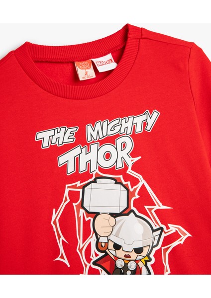 Thor Sweatshirt Lisanslı Uzun Kollu Bisiklet Yaka Pamuklu Şardonlu modelleri