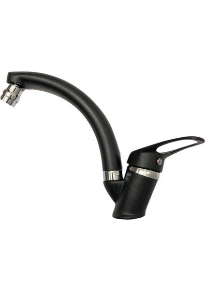 Siyah Krom Oynar Başlıklı Mix Mutfak Eviye Bataryası Çeşmesi Musluğu