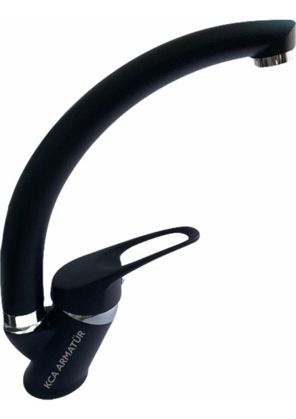 Siyah Krom Mix Evye Mutfak Bataryası Çeşmesi Musluğu Çift Su Girişli