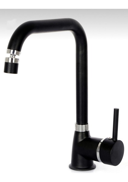 Siyah Krom Oynar Başlıklı Lüx Mutfak Eviye Bataryası