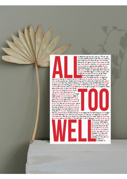 Taylor Swift All Too Well Tasarım Ahşap Pano Duvar Tablo ( 185 x 270 mm )