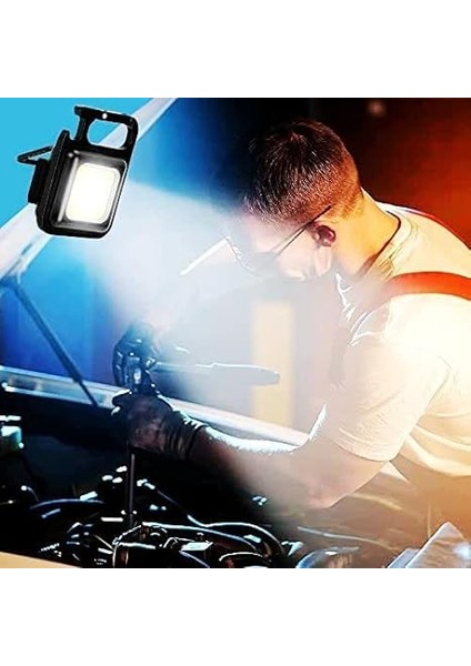 Mini LED Anahtarlık El Feneri Flash Mıknatıslı Su Geçirmez Şişe Açacaklı Kamp Işık Güçlü Parlak
