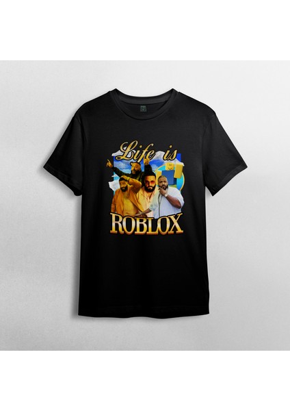Life Is Roblox - Dj Khaled %100 Pamuklu Bisiklet Yaka T-Shirt Model - 1 fiyatları