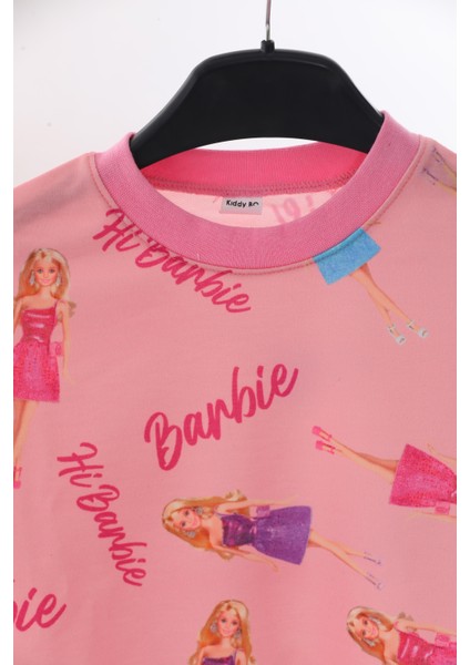 Barbie Baskılı Kız Çocuk Bisiklet Yaka Sweat Eşofman Takımı