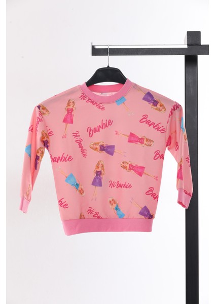 Barbie Baskılı Kız Çocuk Bisiklet Yaka Sweat Eşofman Takımı