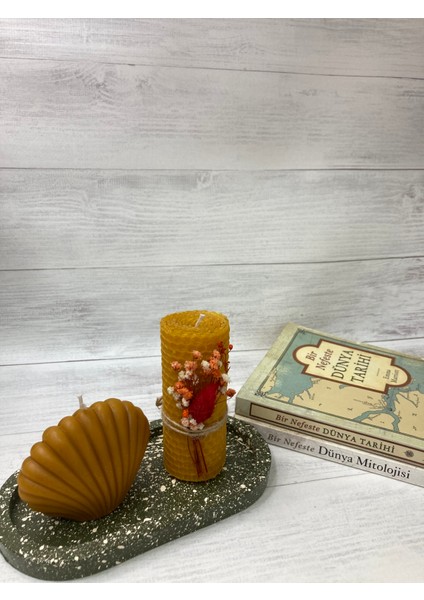 Doğsl Balmumu Istiridye Mum + Orta Boy Sarma Petek Mum + Oval Mumluk fiyatları