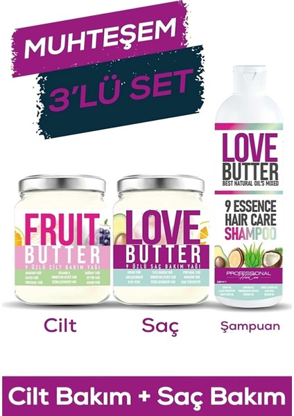 Saç Bakım Yağı 190ML & Cilt Bakım Yağı 190 ml & Bakım Şampuanı 330 ml Bakım Seti