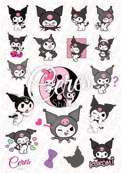 Sanrio Kuromi Hello Kitty 4 Sayfa 77 Etiket Planlayıcı Bullet Journal Telefon Sticker Set