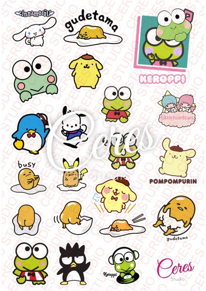 Sanrio Kuromi Hello Kitty 4 Sayfa 77 Etiket Planlayıcı Bullet Journal Telefon Sticker Set