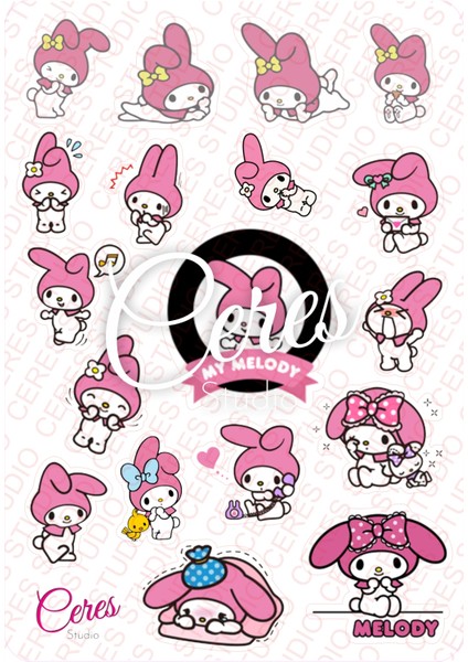 Sanrio Kuromi Hello Kitty 4 Sayfa 77 Etiket Planlayıcı Bullet Journal Telefon Sticker Set